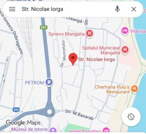 a map of mokelegate london with a red marker at Garsoniera Veronica in Mangalia