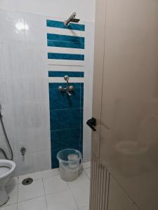 a bathroom with a shower and a sink and a toilet at Vijay Mansion Pratap Enclave in Jaipur
