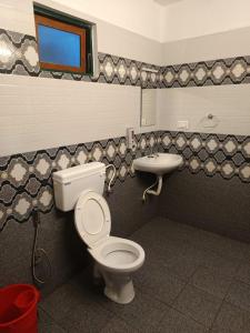 a bathroom with a toilet and a sink at Manjula Homestay in Vagamon