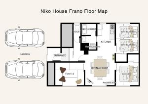 a floor plan of a house from a fan floor map at Niko House Furano in Furano +31 photos