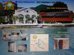 a collage of pictures of a house on the water at Apartments Villa Danilovic in Herceg-Novi