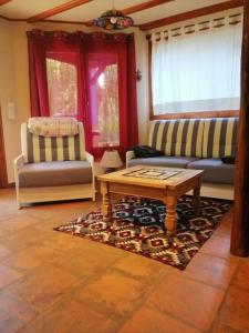 ein Wohnzimmer mit zwei Sofas und einem Couchtisch in der Unterkunft La Paz in Schwielowsee