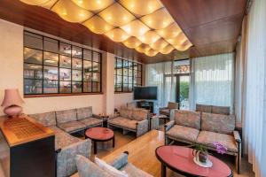 a large living room with couches and a tv at Hotel Matilde in Marina di Massa