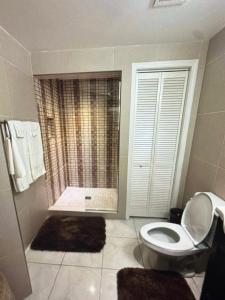 a bathroom with a toilet and a shower at Escape to paradise in Providenciales