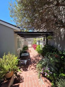a patio with a table and some plants at Striped Horse Guest House - Kenilworth Upper in Cape Town