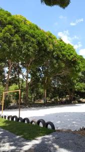 a soccer goal on the side of a road at Eco Hotel Mãe De Sagui in Castanhal +6 photos