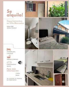 a collage of photos of a kitchen and a room at Helenita in Villa Mercedes