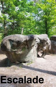 ein großer Stein mit der Aufschrift „Austausch“ in der Unterkunft L écluse in Nemours + 1 Foto