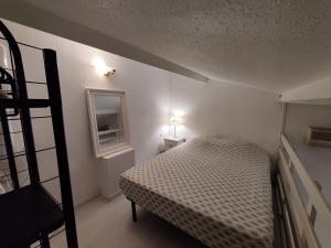 a small bedroom with a bed and a ladder at Studio Duplex in Balaruc-les-Bains
