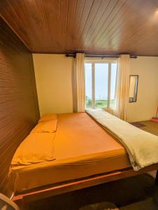 a large bed in a room with a window at Relax Apartment Toppass in Nuwara Eliya
