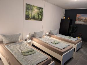 a room with three beds in a room at Flensburg Süd in Flensburg