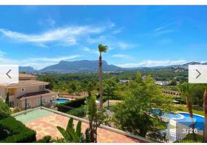 a villa with a palm tree and a swimming pool at Casanova in Calpe