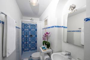 a bathroom with a shower and a toilet and a sink at CASA DAMA in Positano +28 photos
