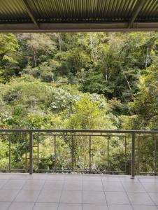a balcony with a view of a forest at Maison tranquille in Rivas +11 photos