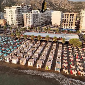 an aerial view of a resort on the beach at Apartament Raci in Shëngjin