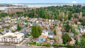 an aerial view of a small town with houses at Montlake Hideaway in Spite House in Seattle