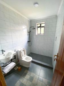 a bathroom with a toilet and a sink at The gorilla hideout in Ruhengeri
