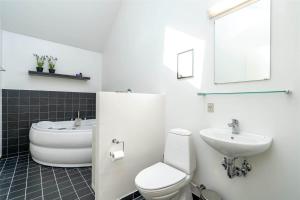 a white bathroom with a toilet and a sink at 753-Hvide-Sande-Slusen-53 in Hvide Sande +33 photos