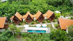 an aerial view of a resort at Castaway Island Hostel in Nusa Lembongan