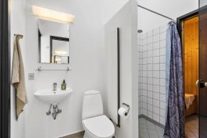 a white bathroom with a toilet and a sink at 703-Hvide-Sande-Slusen-3 in Hvide Sande +34 photos