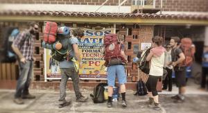 a group of people standing outside of a building at JaimeCrazyhostel in Huarmey