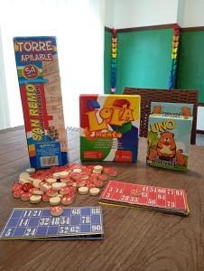 a table topped with boxes of cereal and cookies at Oro y Miel en pleno centro de Chascomús in Chascomús +48 photos