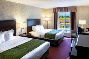 a hotel room with two beds and a window at Comfort Inn & Suites Walla Walla in Walla Walla