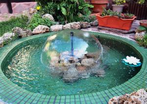 a small pond with a ball in the water at Ezcaray Turza Casa rural completa hasta 8pax in Turza