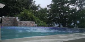 a swimming pool in a yard with trees at Tiny-Pool-Lake in Viviers-du-Lac +21 photos
