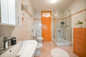 a bathroom with a sink and a toilet and a shower at Green View Kamnik in Kamnik +11 photos