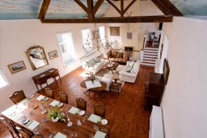 an overhead view of a dining room and living room at Barmeath Castle Guest House in Dún Léire
