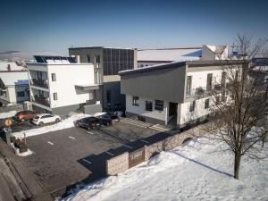 an aerial view of a parking lot with buildings at Element in Alba Iulia