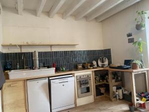a kitchen with a sink and a dishwasher at Joli maison de bourg in Savennières