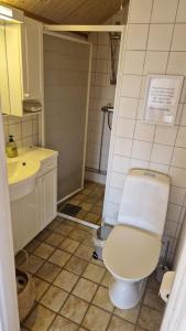 a bathroom with a toilet and a sink at Lilla huset in Klädesholmen
