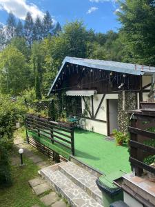 a house with a green lawn in front of it at Chalet Traian & Ruxandra in Sinaia +19 photos