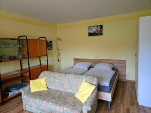 a bedroom with a couch and a bed and a couch at Ferienwohnung Köhler Heymann in Dornholzhausen