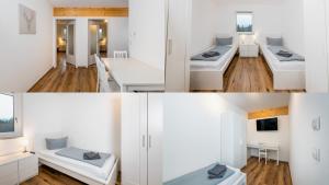 two pictures of a room with white walls at Schreinerfeld-Appartements in Ergolding
