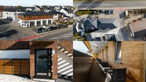a collage of photos of a town with buildings at Schreinerfeld-Appartements in Ergolding