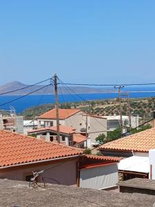 a view of roofs of buildings and the ocean at Livanos Apartments in Neapoli Voion