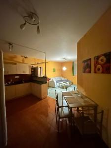 a kitchen and a living room with a table and chairs at Apartmán u Milana v Pisku in Písek +6 photos