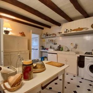 a kitchen with a counter with a stove top oven at Mandre-Chiggiato, Sesta Presa in Ca Corniani