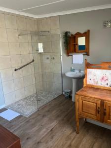 a bathroom with a shower and a sink at Grace from Above in Malmesbury