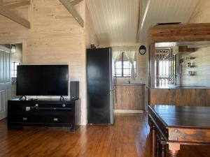 a large living room with a flat screen tv at Eindelik on de Lange in Graskop