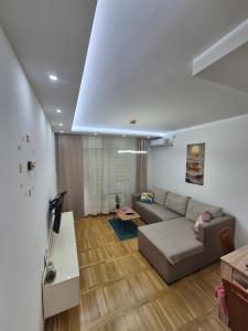 a living room with a couch and a tv at Apartman Mina in Požarevac