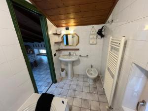 a bathroom with a sink and a toilet at Ca’ Adele in Morbegno