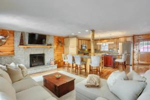 a living room with a couch and a fireplace at 15 off Summer Special - Wifi - Pet Friendly in Sigel