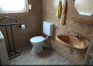 a bathroom with a toilet and a sink at One-bed room Mariensee in Neustadt am Rübenberge