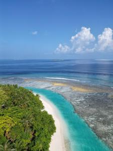 an aerial view of a beach in the ocean at Amaria Maldives in Finolhus