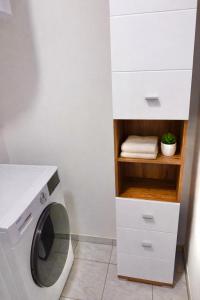 a laundry room with a washer and dryer at Rohrbach Apartments in Ternitz