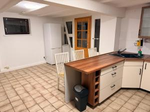 a kitchen with a sink and a counter top at Monteur Darius in Spiesheim